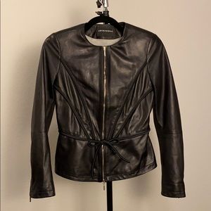 Leather Emporio Armani Peplum Jacket